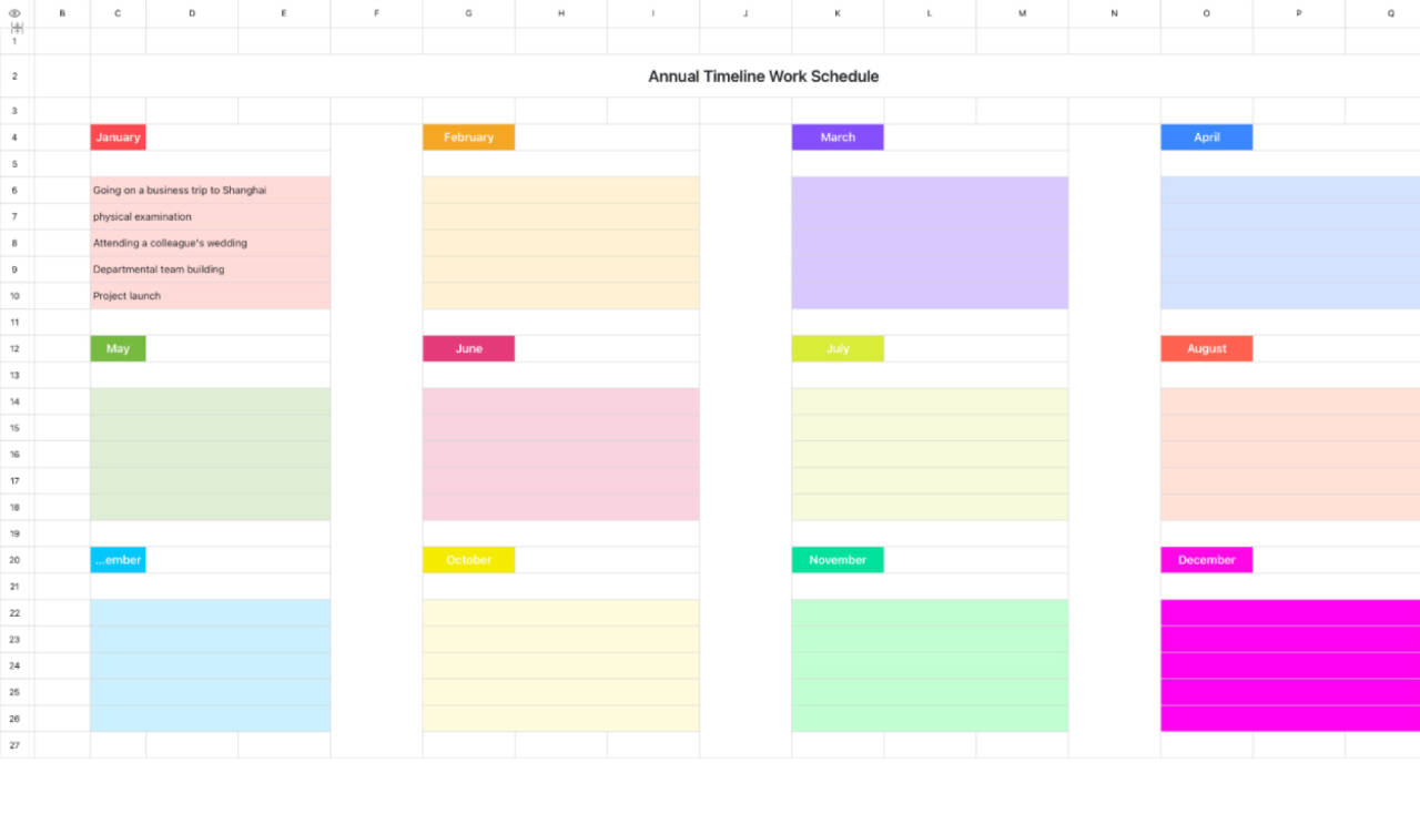 Annual timeline work schedule 1